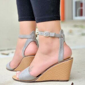 Women's Grey Suede Wedge Sandal